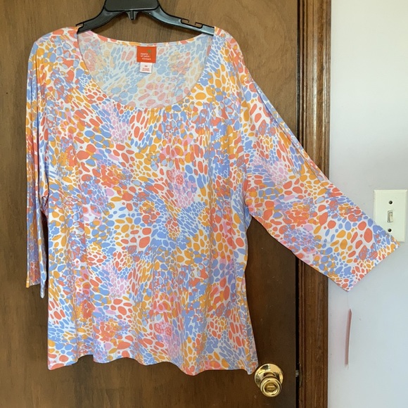 Hearts of Palm abstract print top with stretch 3X - Picture 13 of 17